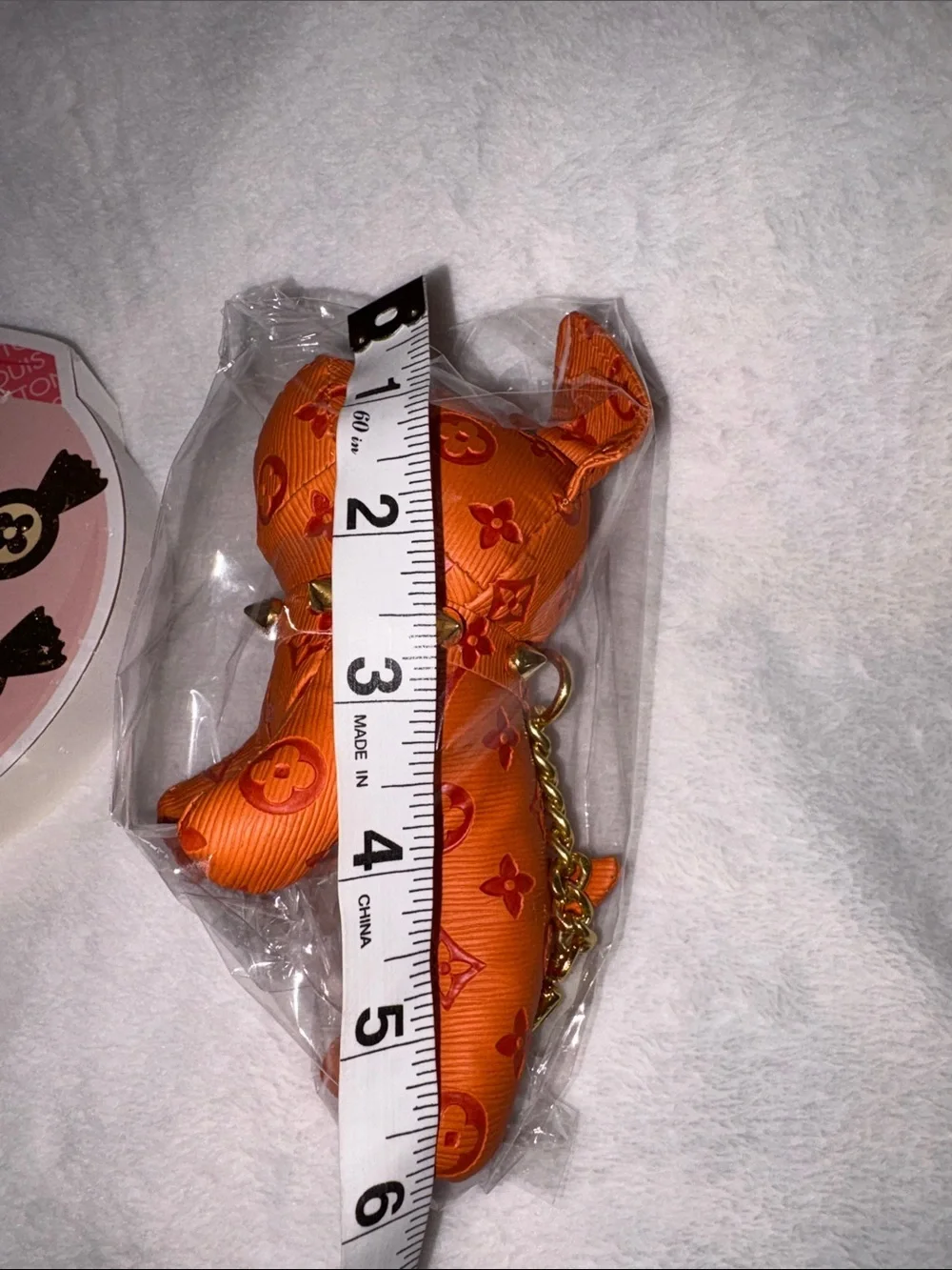 FASHION BULLDOG BAG CHARM KEY HOLDER AND WOODEN STAND